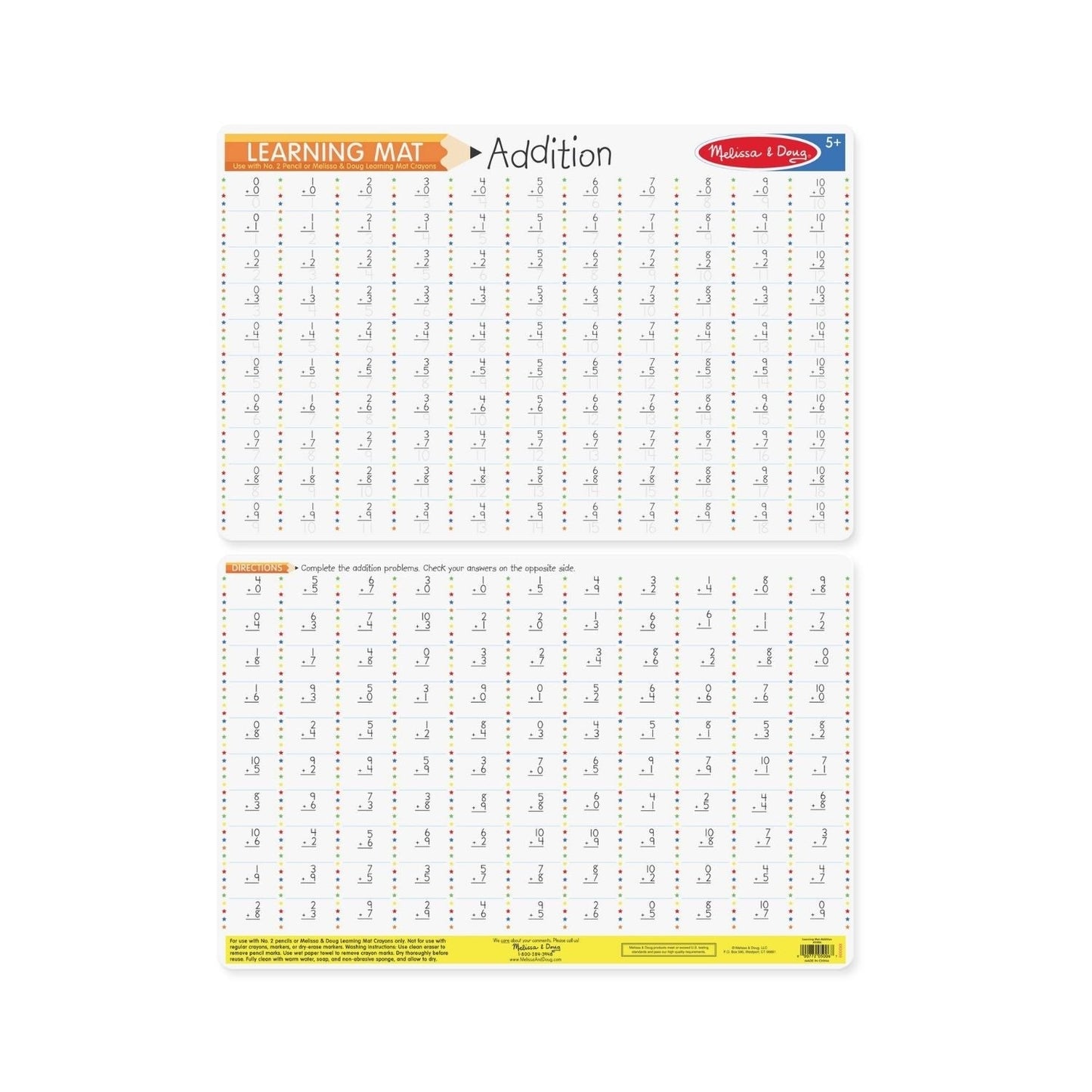 Melissa & Doug - Melissa & Doug Addition Problems Write-A-Mat (Bundle of 6) - Playful Panda