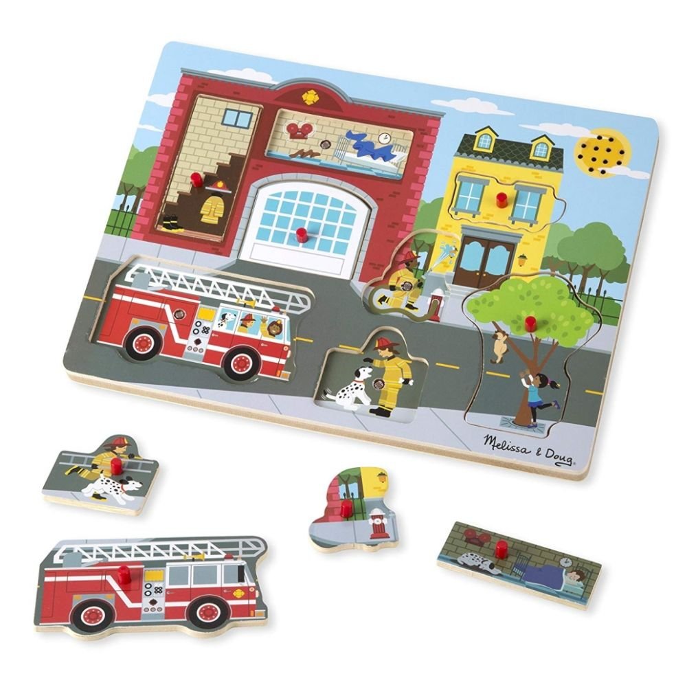 Melissa & Doug - Melissa & Doug Around The Fire Station Sound Puzzle - Playful Panda
