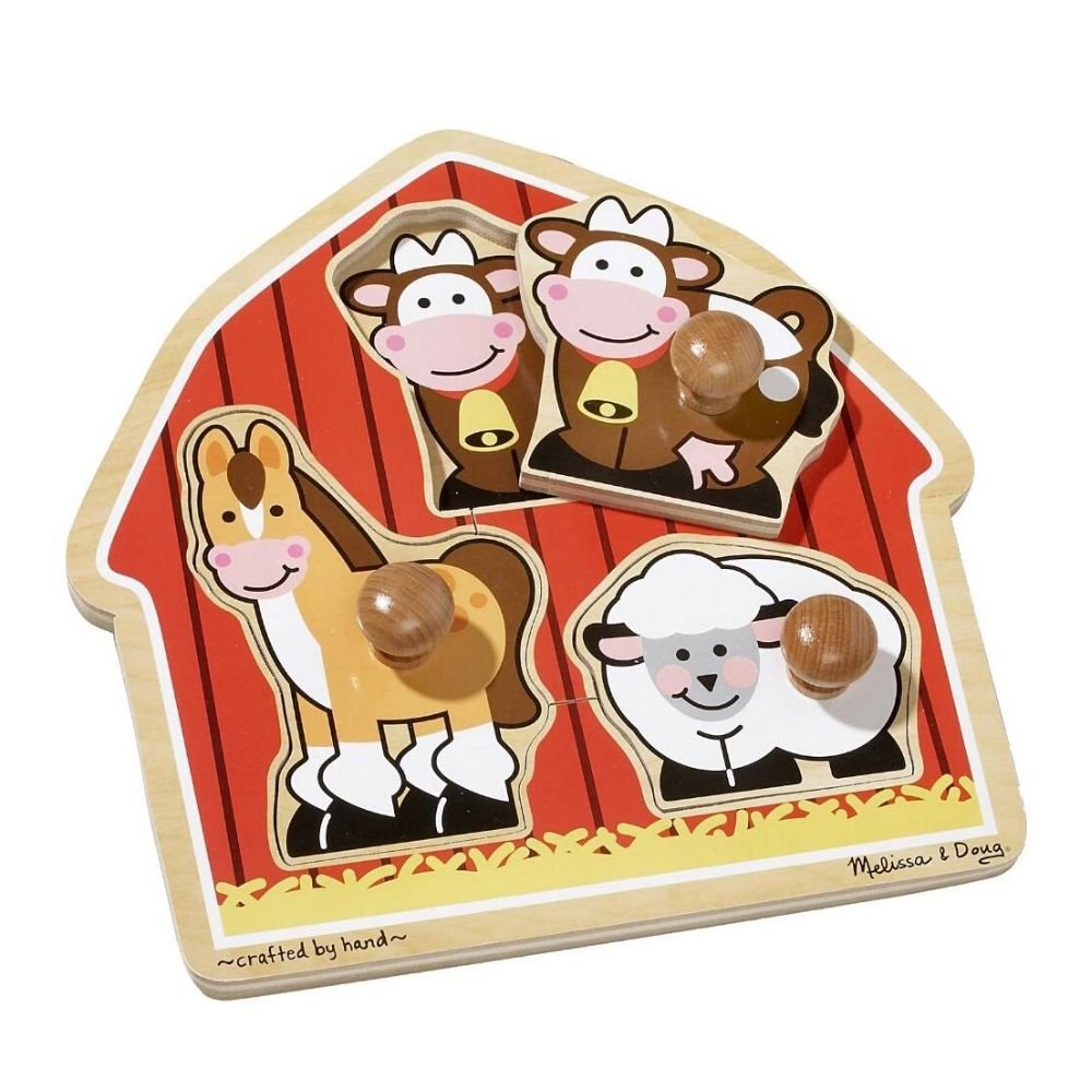 Melissa & Doug - Melissa & Doug Barnyard Animals Jumbo Knob Puzzle - Playful Panda