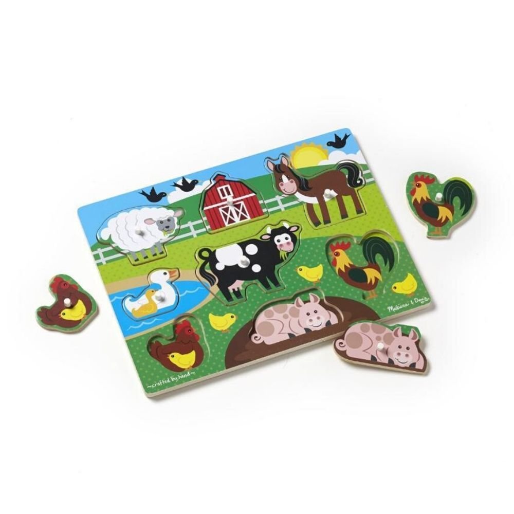 Melissa & Doug - Melissa & Doug Farm Peg Puzzle - Playful Panda