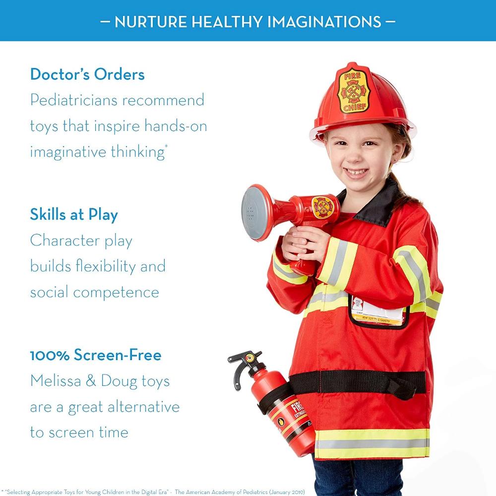 Melissa & Doug - Melissa & Doug Fire Chief Role Play Costume Set - Playful Panda