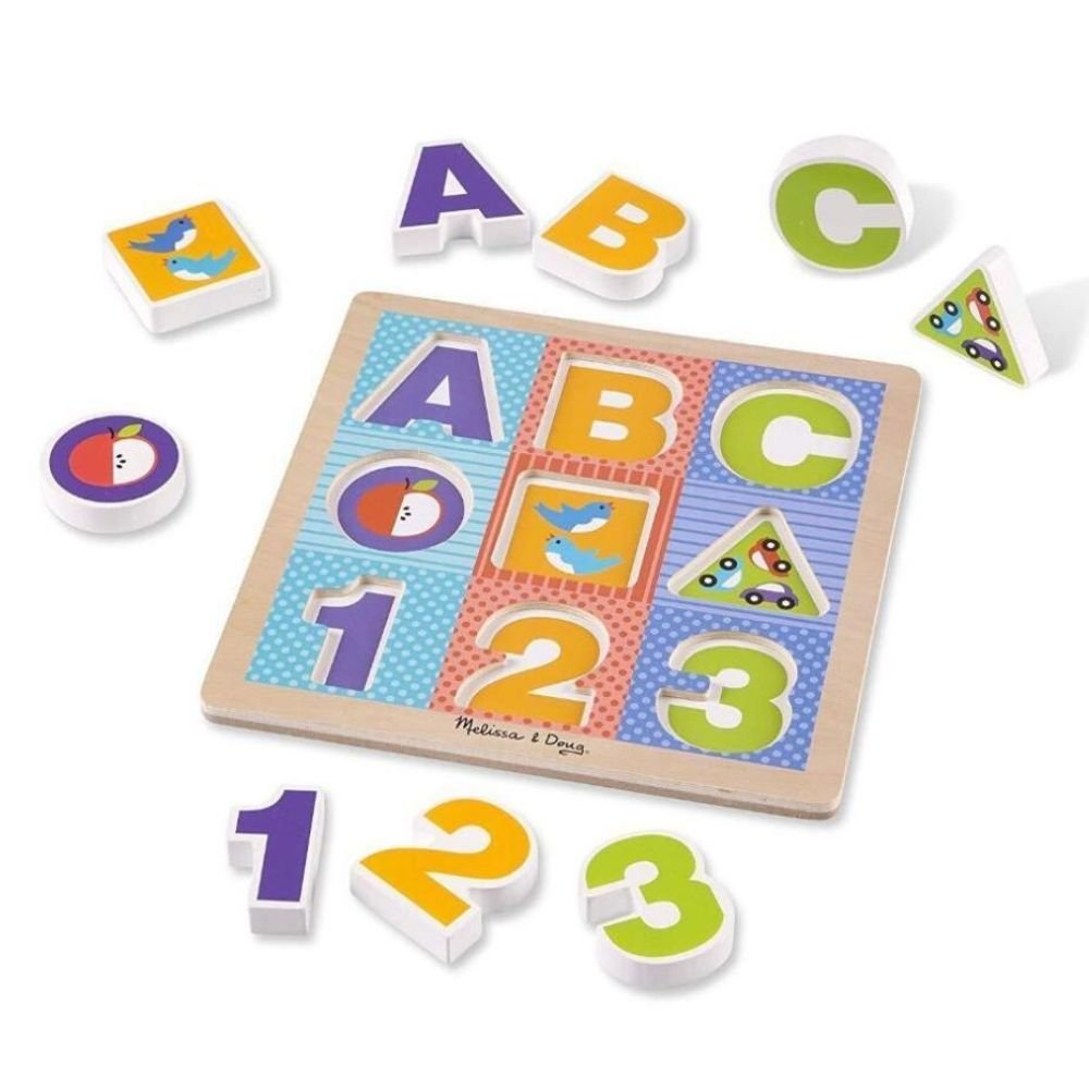 Melissa & Doug - Melissa & Doug First Play Abc-123 Chunky Puzzle Wooden - Playful Panda