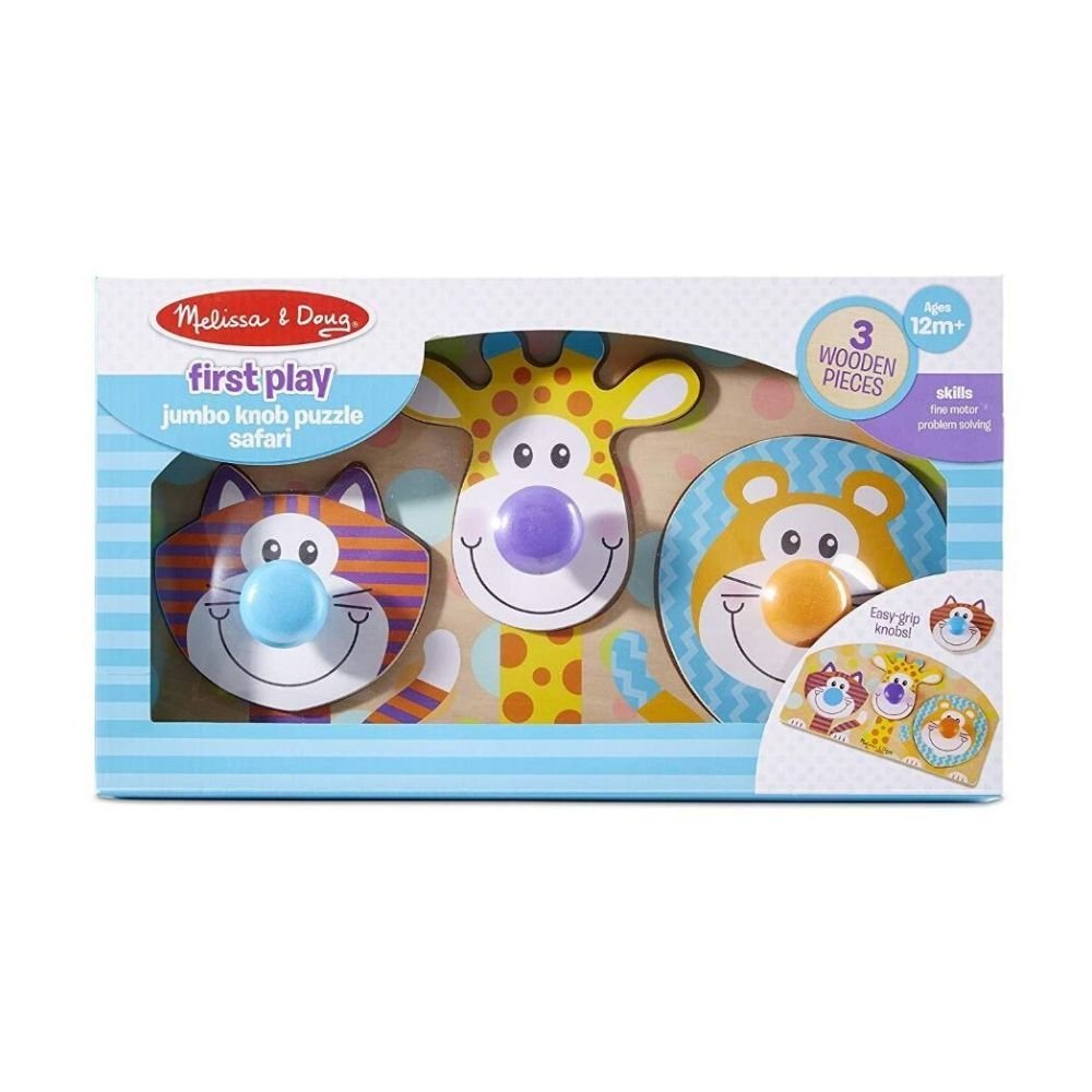 Melissa & Doug - Melissa & Doug First Play Wooden Jumbo Knob Safari Animal Puzzle - Playful Panda