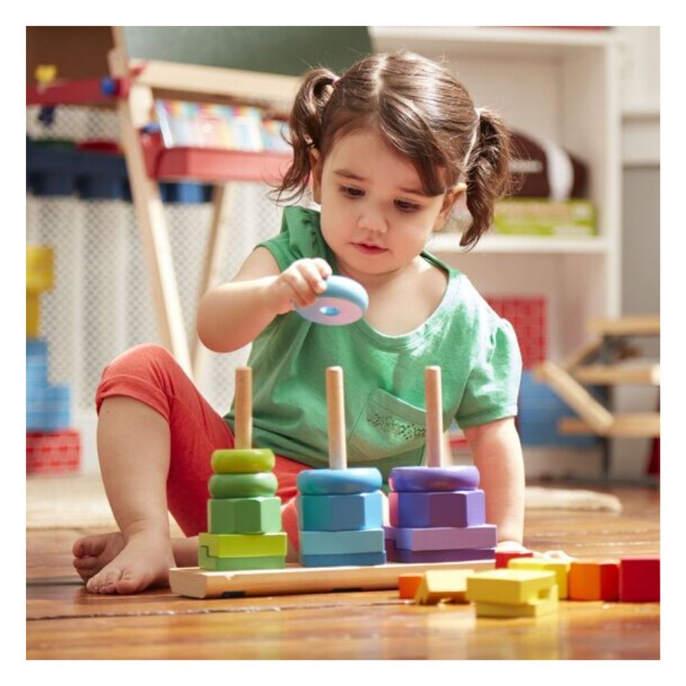 Melissa & Doug - Melissa & Doug Geometric Stacker Toddler Toy - Playful Panda