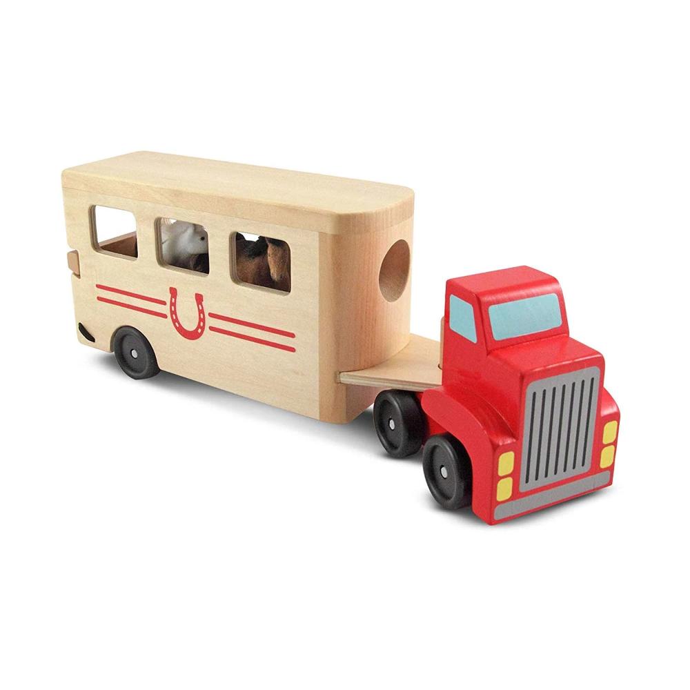 Melissa & Doug - Melissa & Doug Horse Carrier Wooden Vehicles Play Set - Playful Panda
