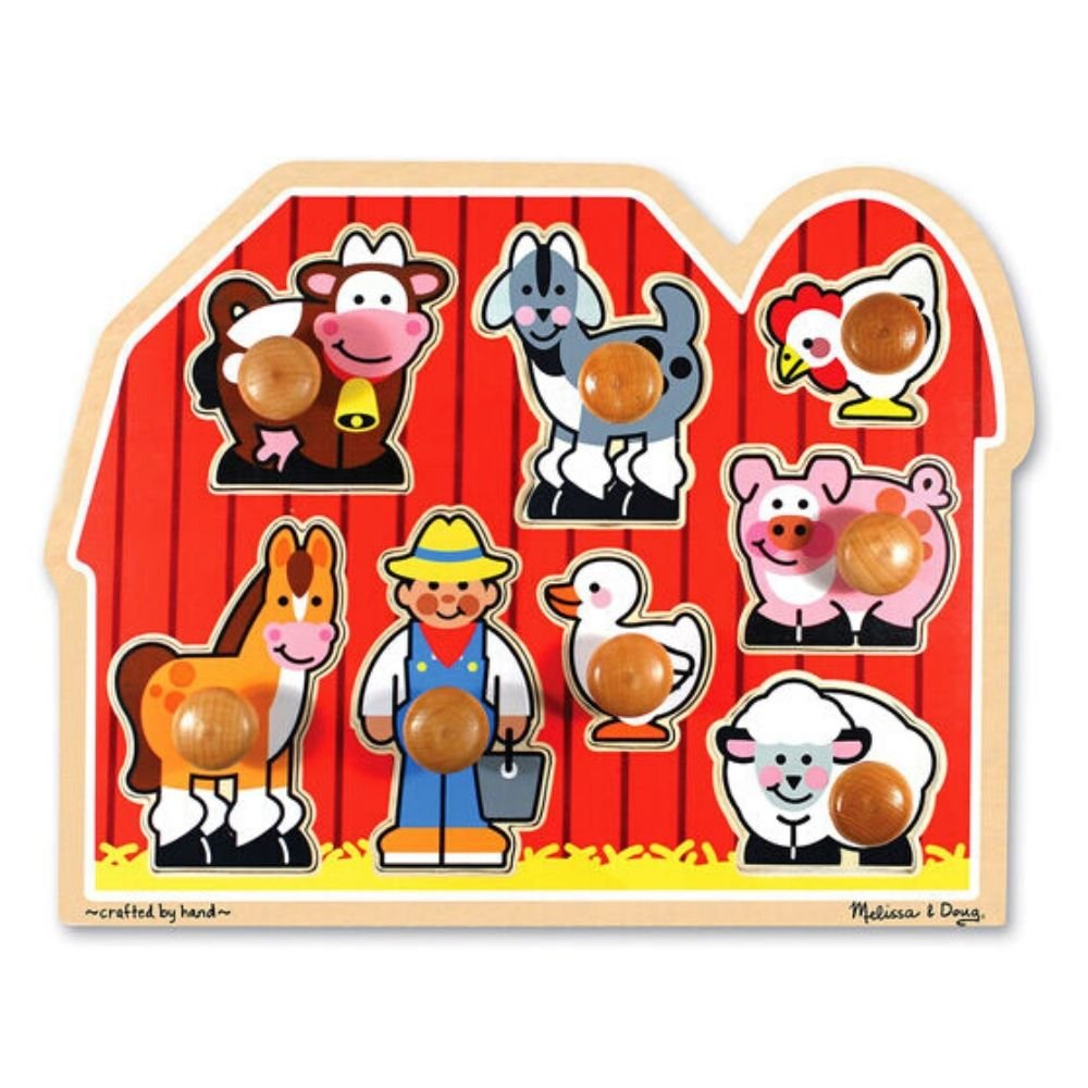 Melissa & Doug - Melissa & Doug Large Farm Jumbo Knob Puzzle – 8 pieces - Playful Panda