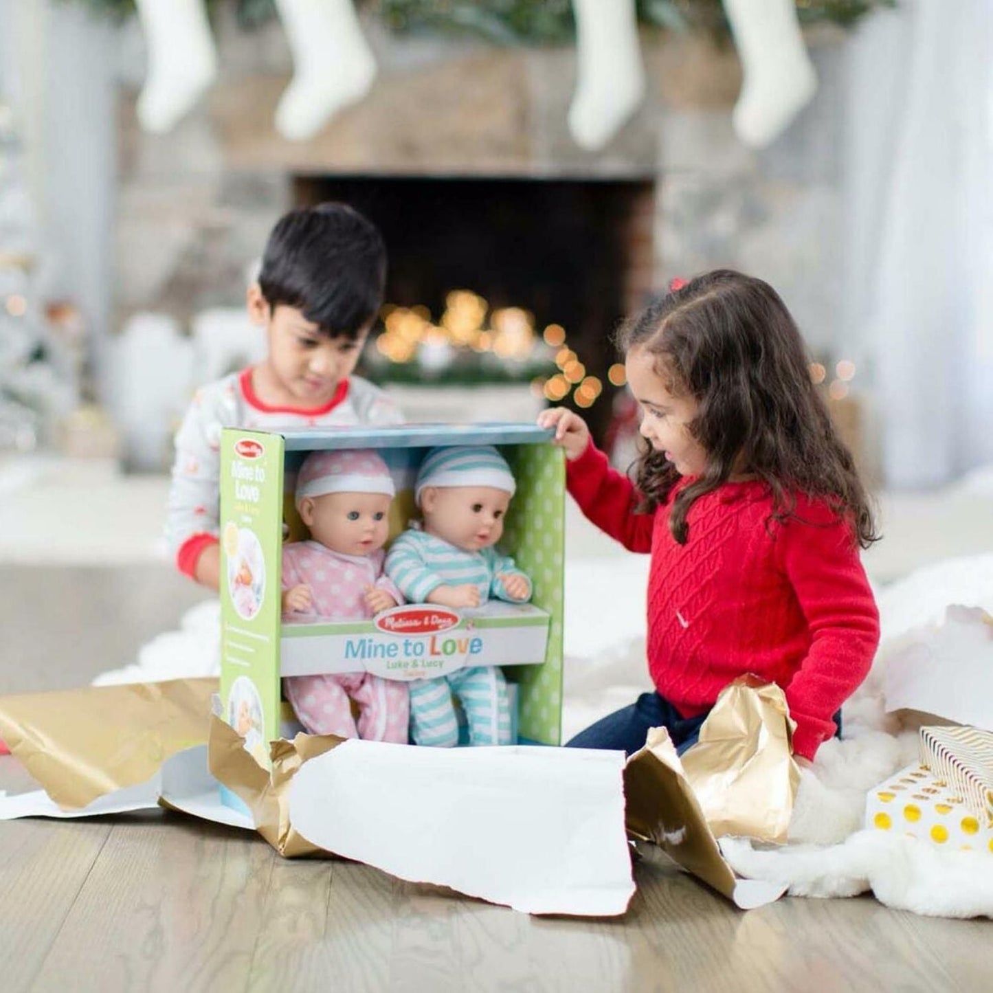 Melissa & Doug - Melissa & Doug Mine to Love Twins Luke & Lucy Dolls - Playful Panda