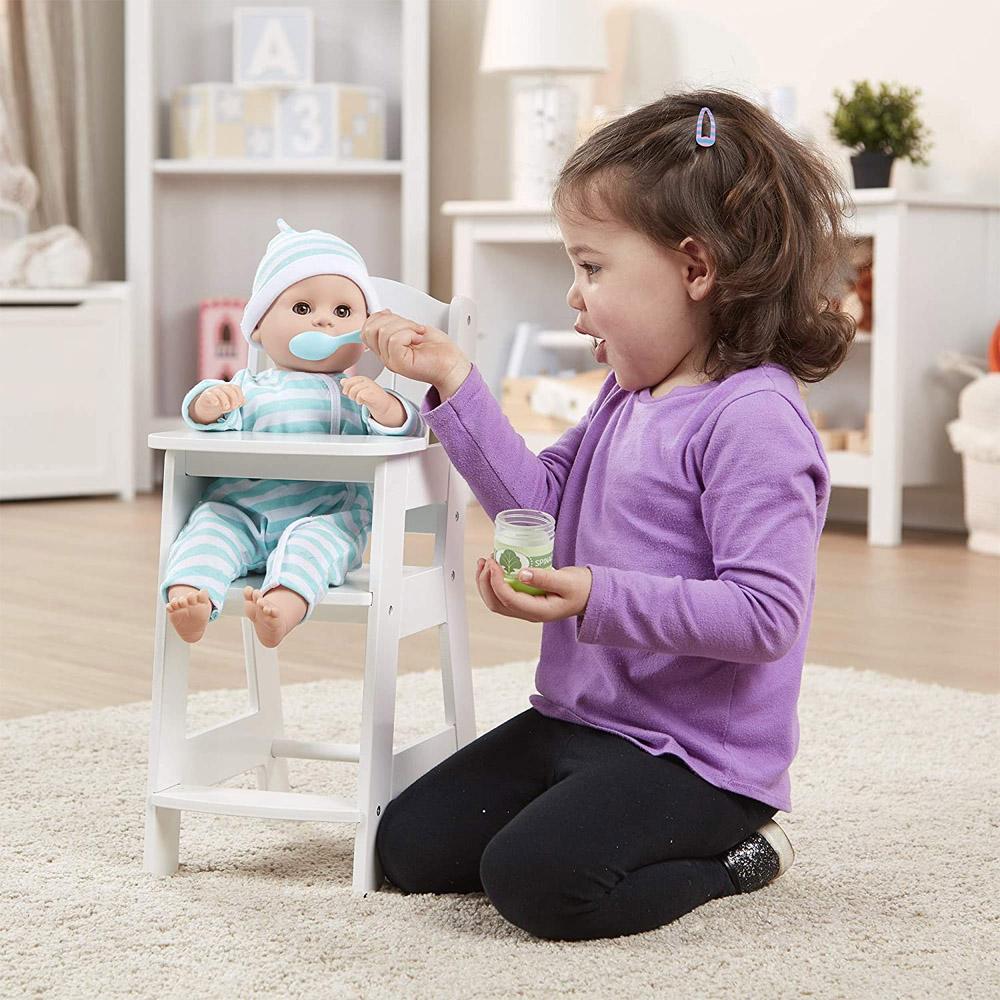 Melissa & Doug - Melissa & Doug Mine to Love Wooden Play High Chair for Dolls - Playful Panda
