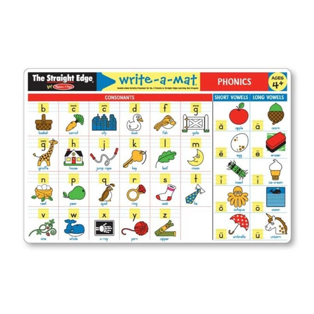 Melissa & Doug - Melissa & Doug Phonics Placemats Write-A-Mat - Playful Panda