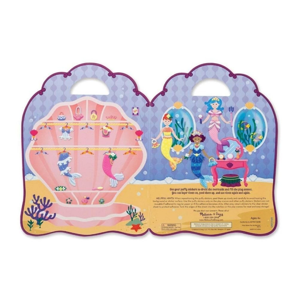 Melissa & Doug - Melissa & Doug Puffy Sticker Activity Book: Mermaids - Playful Panda