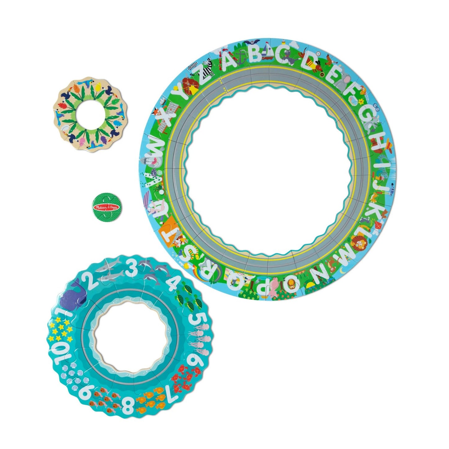 Melissa & Doug - Melissa & Doug Round the Shore Tracks Floor Puzzle – 48 Pieces - Playful Panda