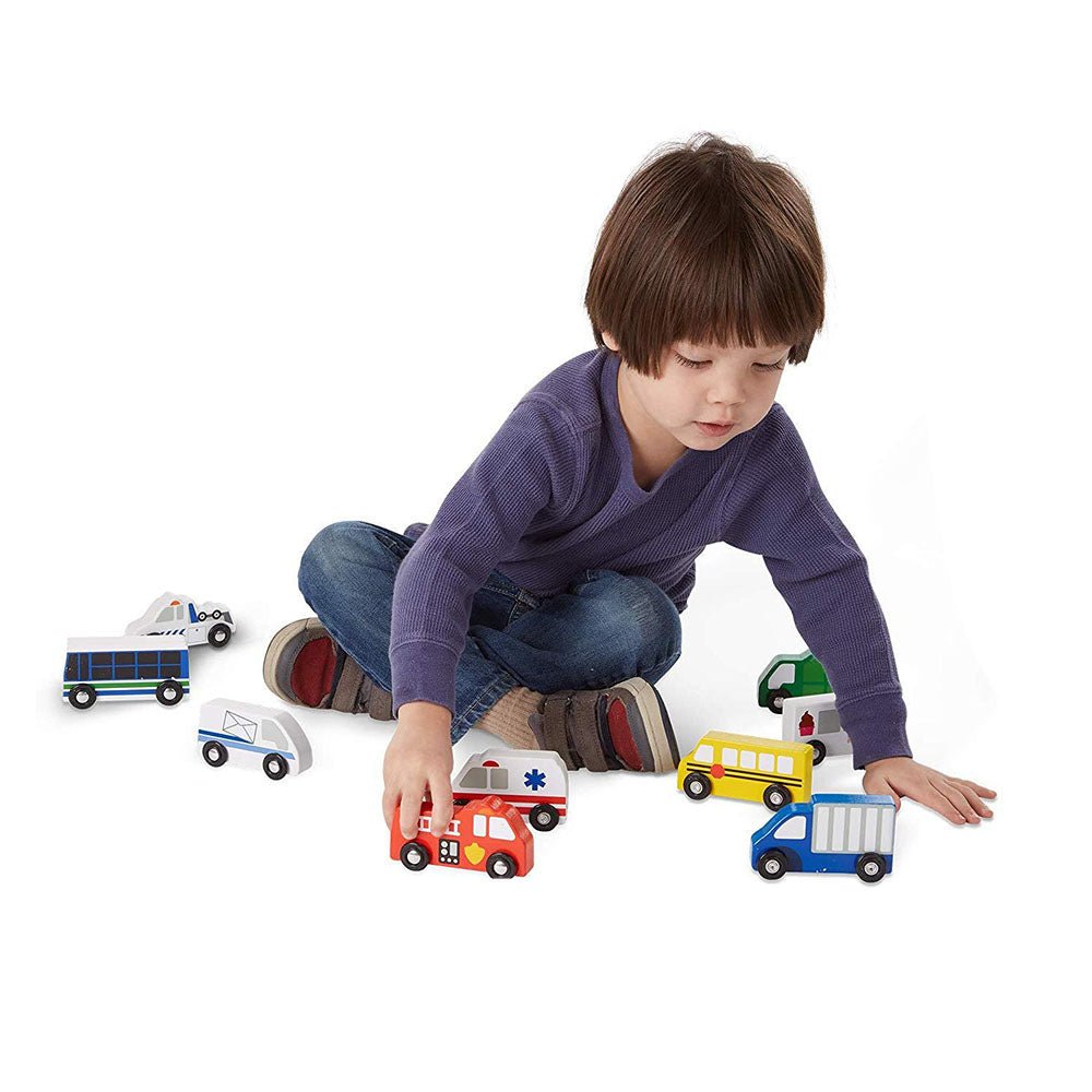 Melissa & Doug - Melissa & Doug Wooden Town Vehicles Play Set - Playful Panda