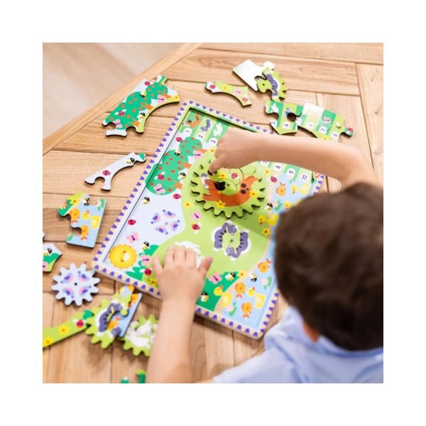 Melissa & Doug - Melissa & Doug Animal Chase I - Spy Wooden Gear Puzzle - Playful Panda