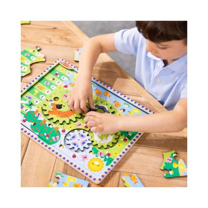 Melissa & Doug - Melissa & Doug Animal Chase I - Spy Wooden Gear Puzzle - Playful Panda