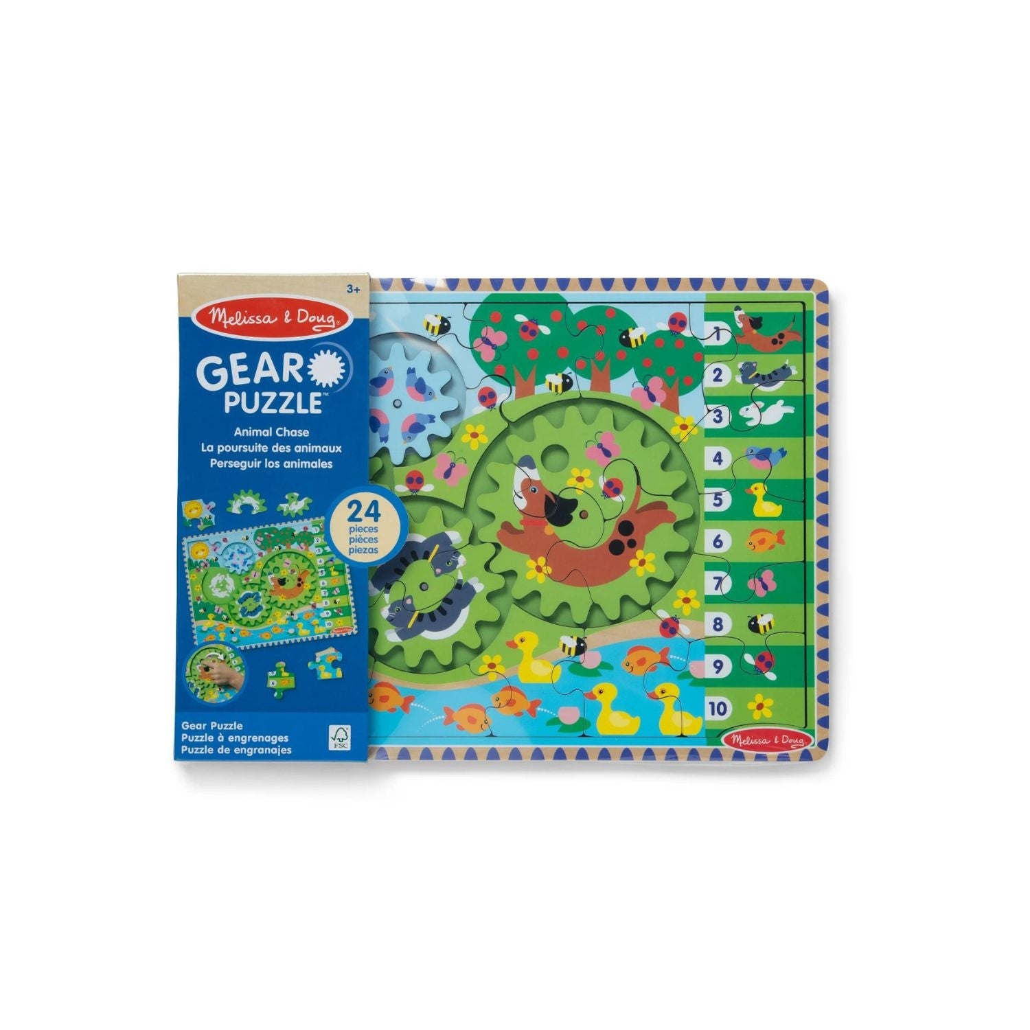 Melissa & Doug - Melissa & Doug Animal Chase I - Spy Wooden Gear Puzzle - Playful Panda