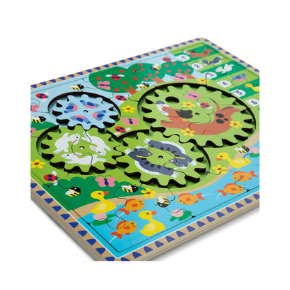 Melissa & Doug - Melissa & Doug Animal Chase I - Spy Wooden Gear Puzzle - Playful Panda