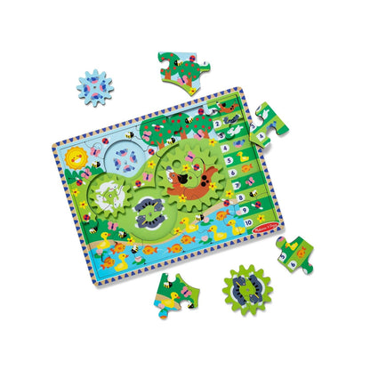 Melissa & Doug - Melissa & Doug Animal Chase I - Spy Wooden Gear Puzzle - Playful Panda