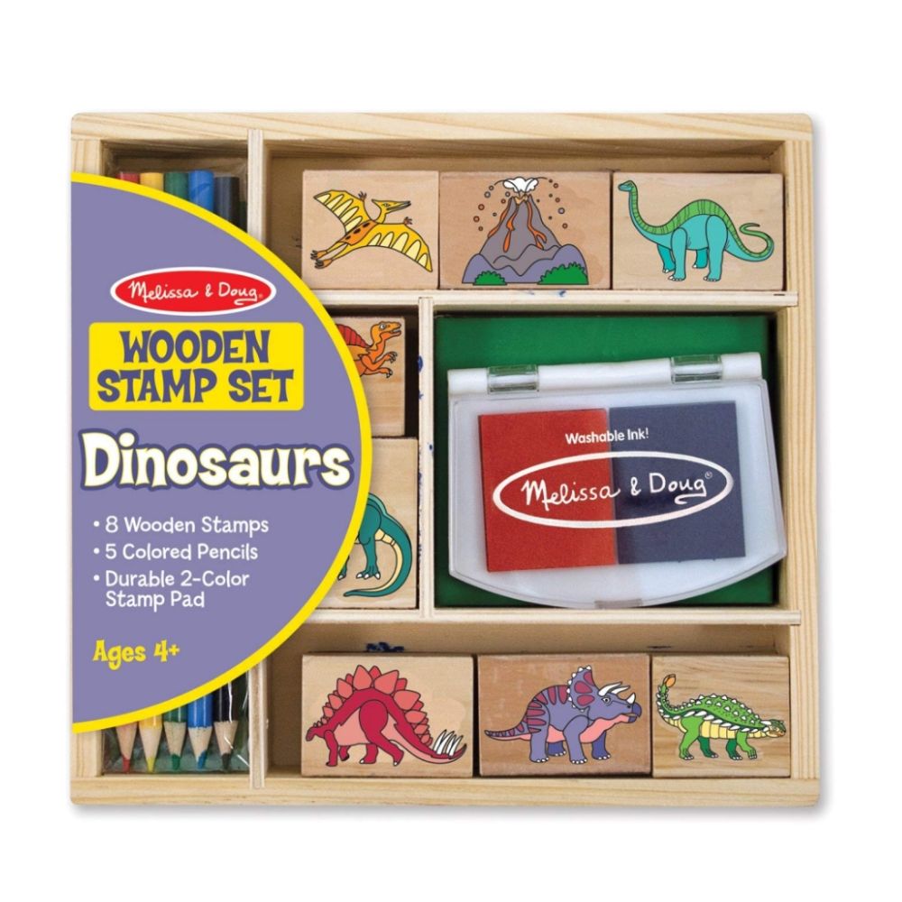 Melissa & Doug - Melissa & Doug Dinosaur Wooden Stamp Set - Playful Panda