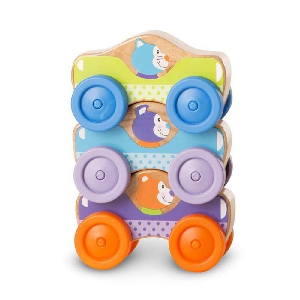 Melissa & Doug - Melissa & Doug First Play Wooden Animal Stacking Cars - Playful Panda