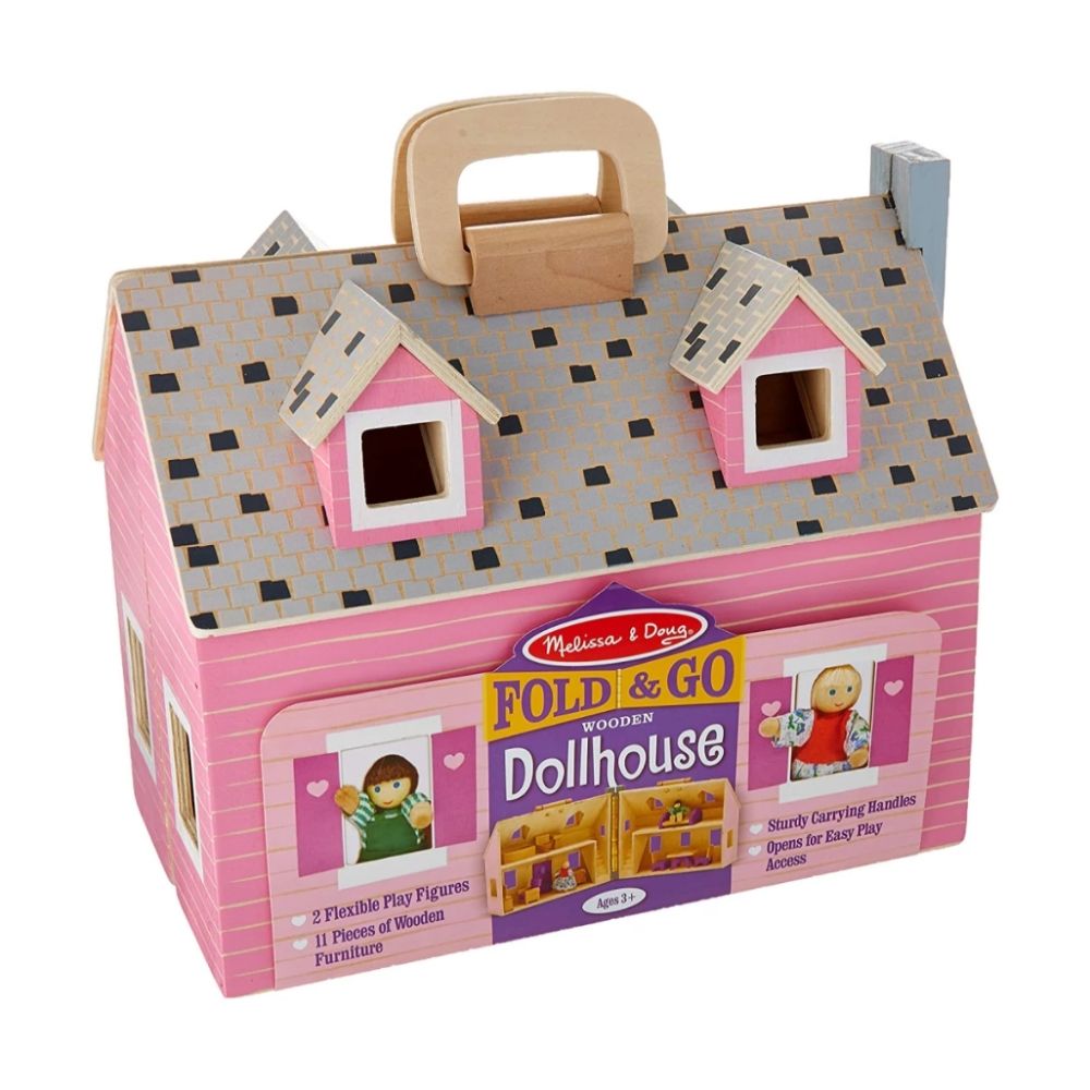 Melissa & Doug - Melissa & Doug Fold And Go Wooden Doll House - Playful Panda