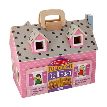 Melissa & Doug - Melissa & Doug Fold And Go Wooden Doll House - Playful Panda