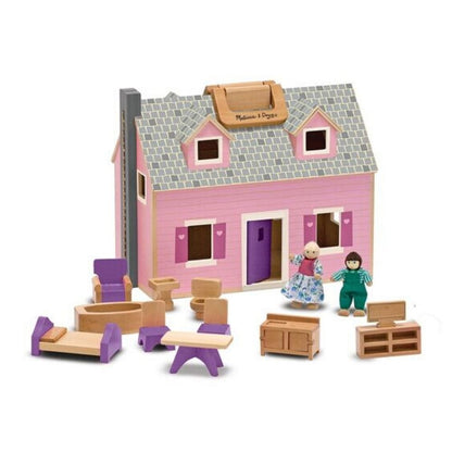 Melissa & Doug - Melissa & Doug Fold And Go Wooden Doll House - Playful Panda