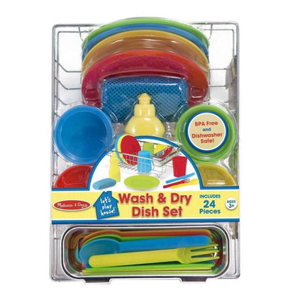 Melissa & Doug - Melissa & Doug Let’s Play House Wash and Dry Dish Set - Playful Panda