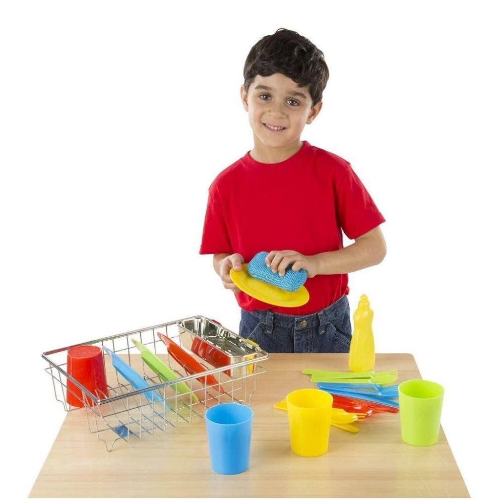 Melissa & Doug - Melissa & Doug Let’s Play House Wash and Dry Dish Set - Playful Panda