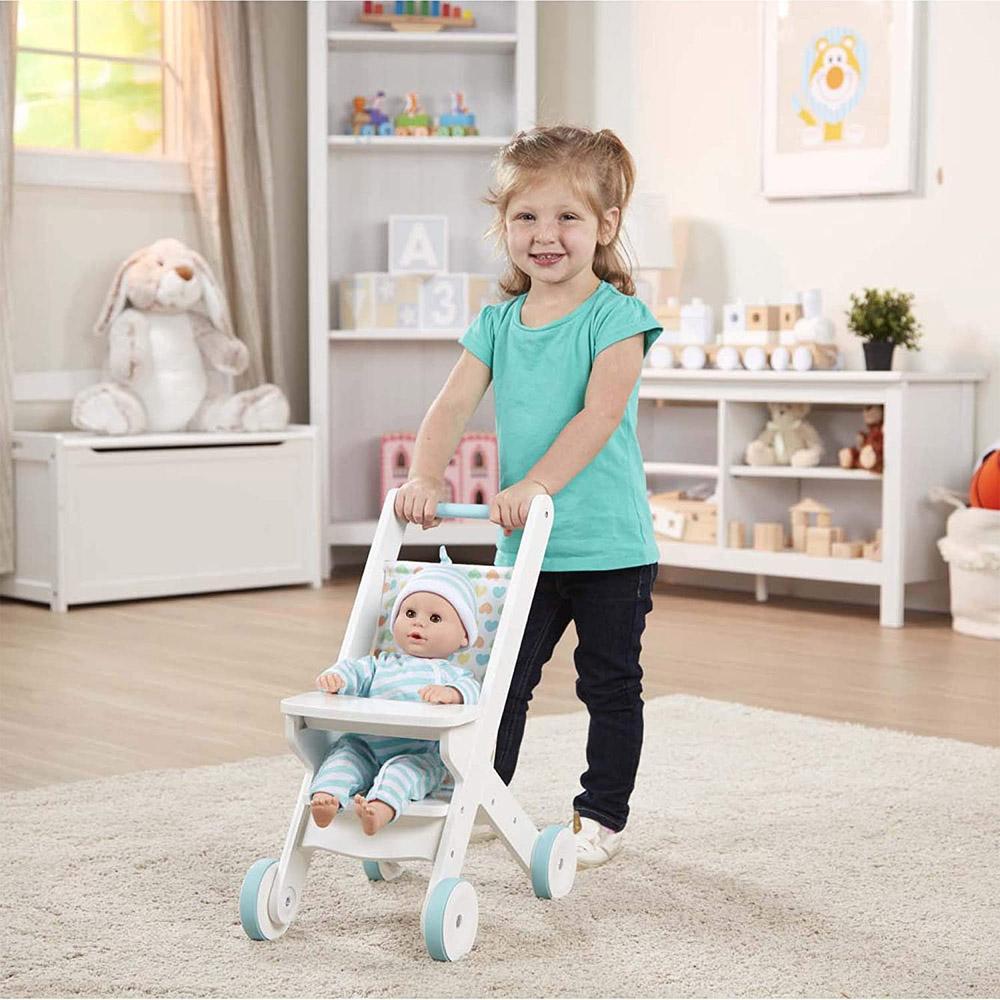 Melissa & Doug - Melissa & Doug Mine to Love Wooden Play Stroller for Dolls - Playful Panda