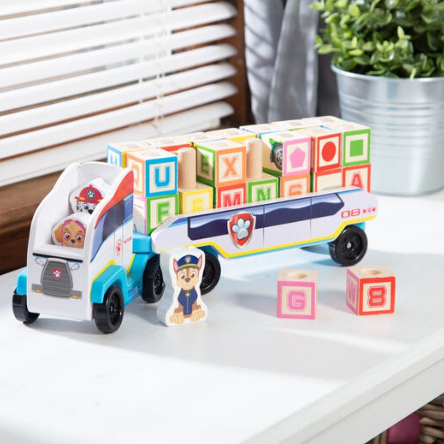 Melissa & Doug - Melissa & Doug Paw Patrol Wooden ABC Block Truck - Playful Panda