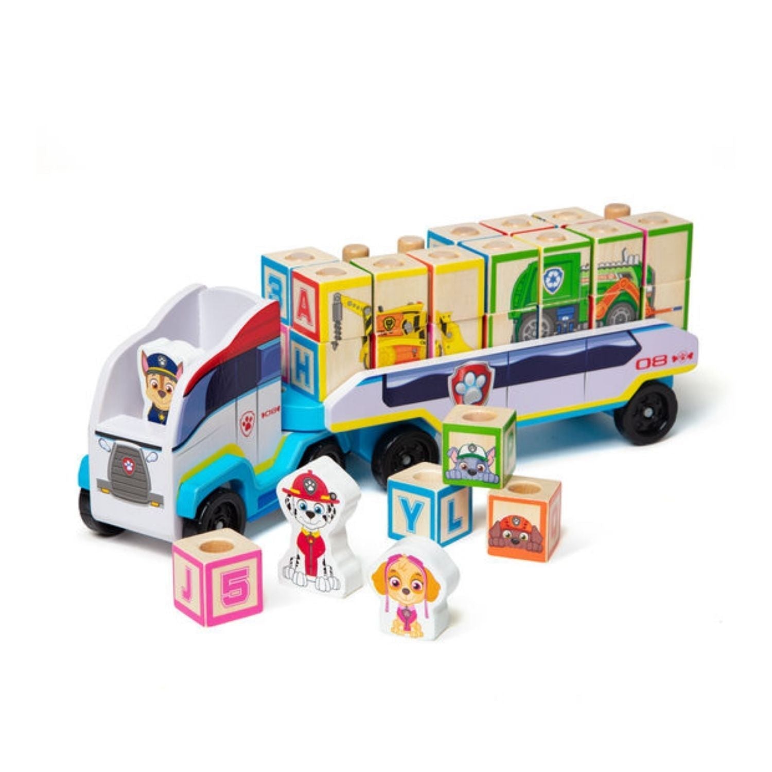 Melissa & Doug - Melissa & Doug Paw Patrol Wooden ABC Block Truck - Playful Panda