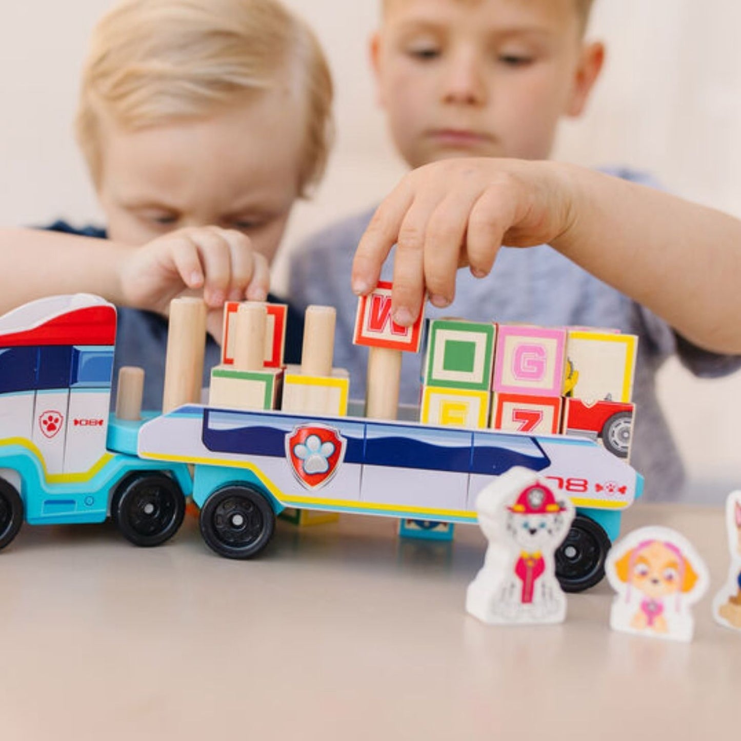 Melissa & Doug - Melissa & Doug Paw Patrol Wooden ABC Block Truck - Playful Panda