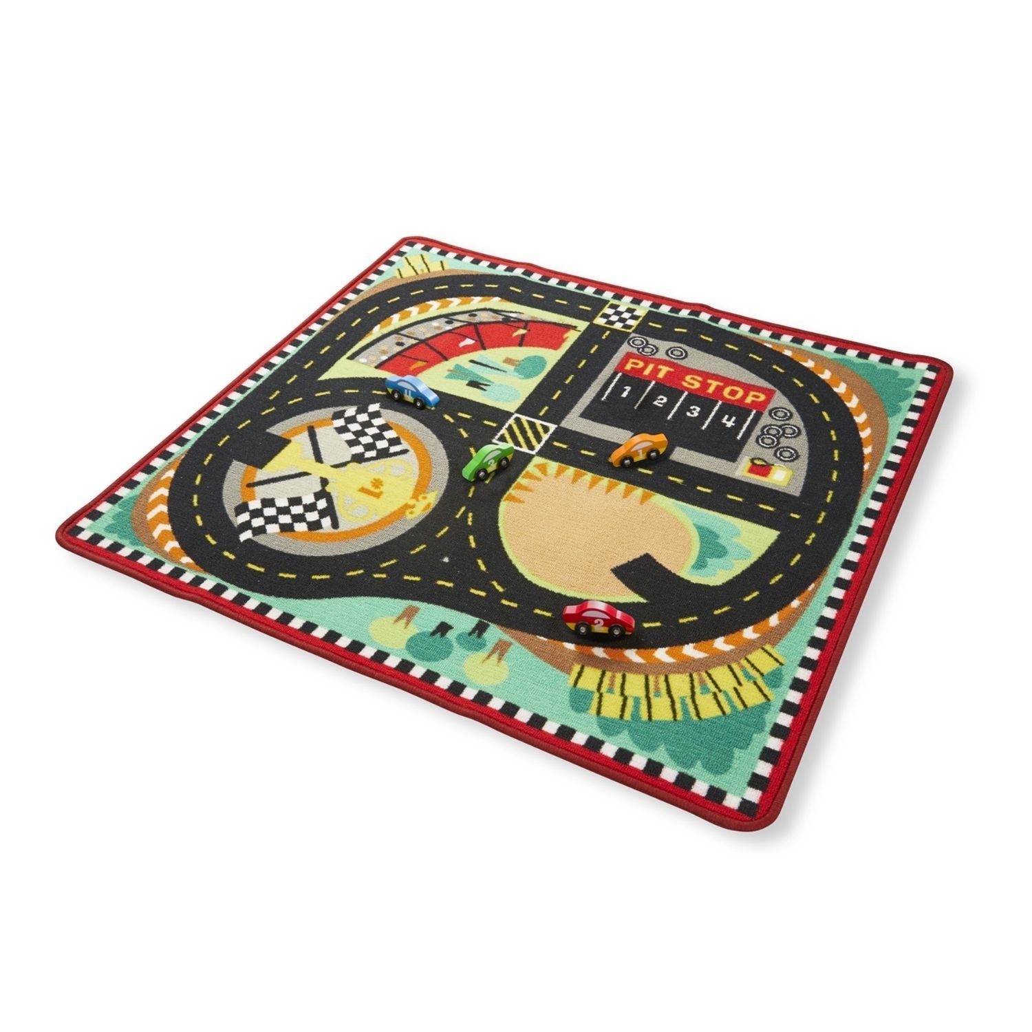 Melissa & Doug - Melissa & Doug Round the Speedway Race Track Rug - Playful Panda