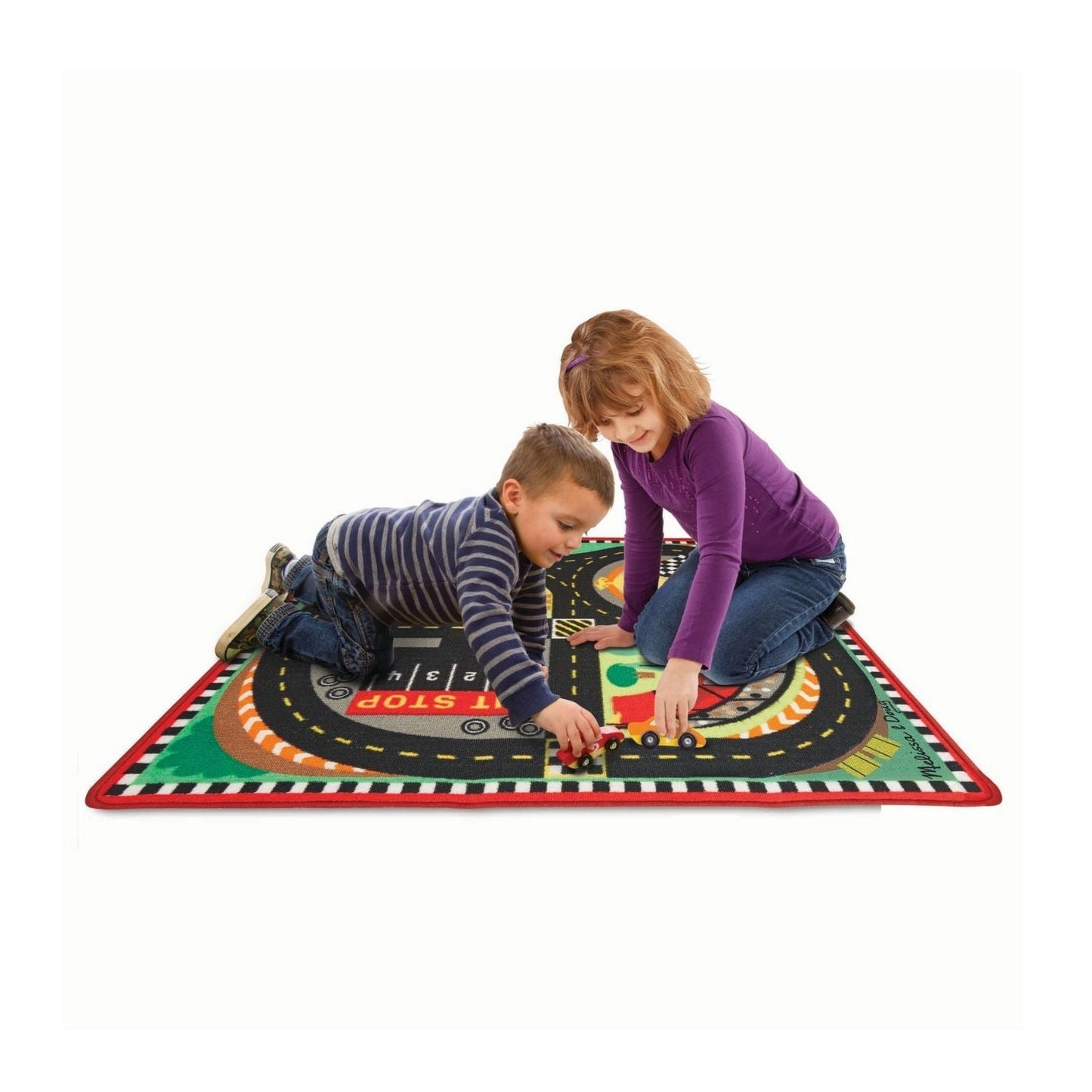 Melissa & Doug - Melissa & Doug Round the Speedway Race Track Rug - Playful Panda