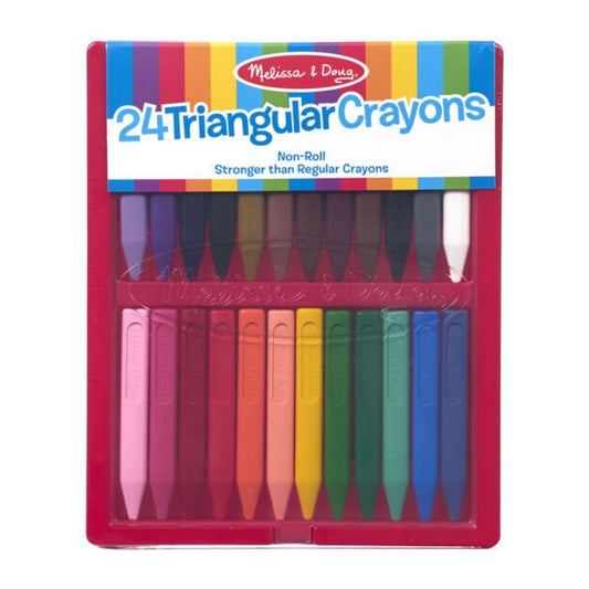 Melissa & Doug - Melissa & Doug Triangular Crayons 24 Pack in Flip Top Case Non Roll - Playful Panda