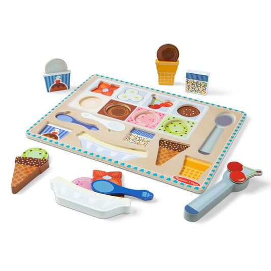 Melissa & Doug - Melissa & Doug Wooden Magnetic Ice Cream Puzzle & Play Set - Playful Panda